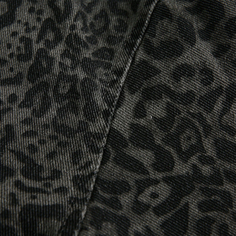 Men's Loose Boxy Jacket with Leopard Print, Full Zip and Elastic Hem Mune Fashion