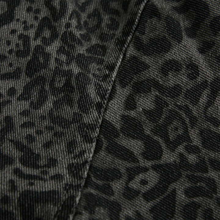 Men's Loose Boxy Jacket with Leopard Print, Full Zip and Elastic Hem Mune Fashion