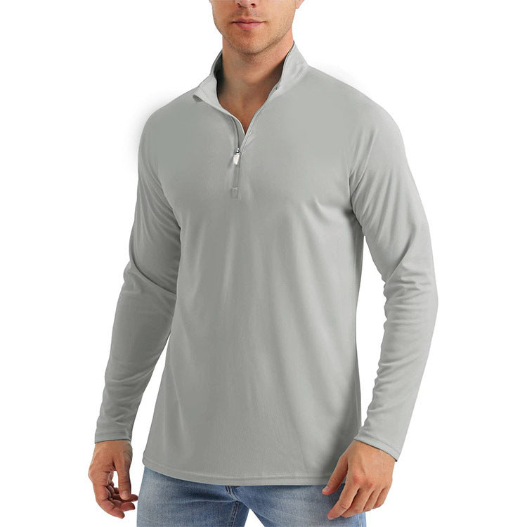 Men's Sporty Long Sleeve Hoodie with Half Zipper
