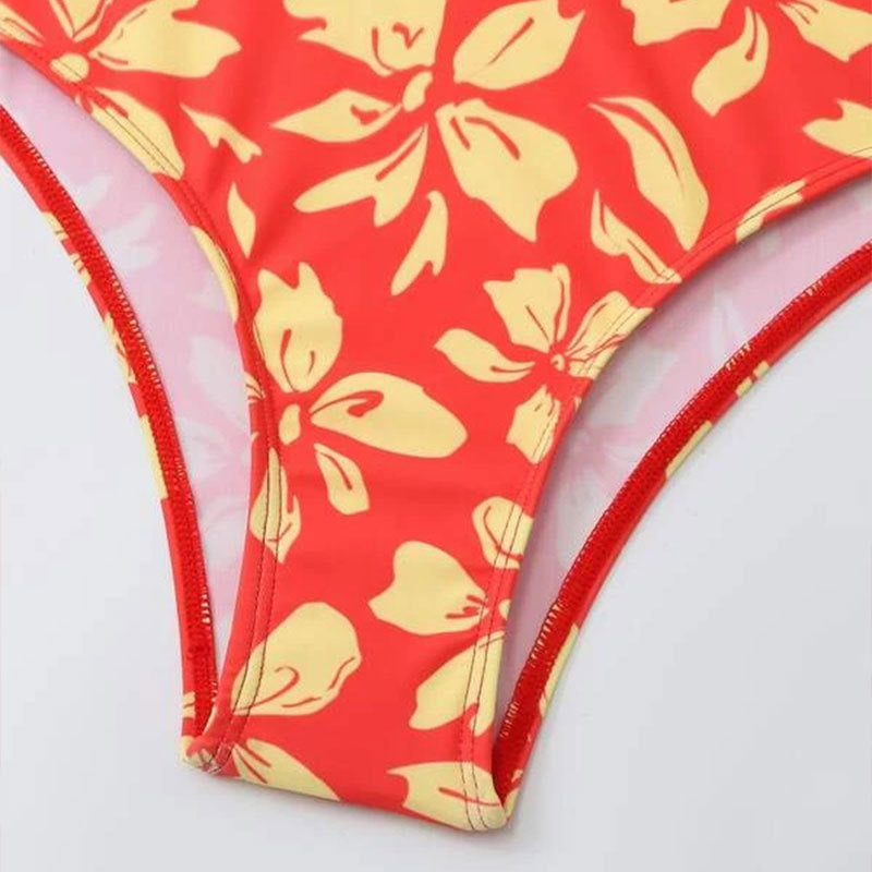 Women's Two-Piece Bikini Set with Flower-Shaped Crop Top and High-Waisted Bottom Mune Fashion
