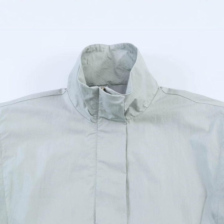 Women's Cropped Utility Jacket with High Standing Collar, Loose Raglan Sleeves and Concealed Front Placket Mune Fashion