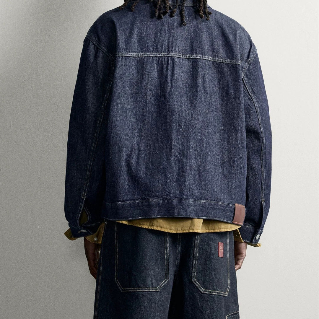 Men's Boxy Denim Jacket with Dropped Shoulder Mune Fashion
