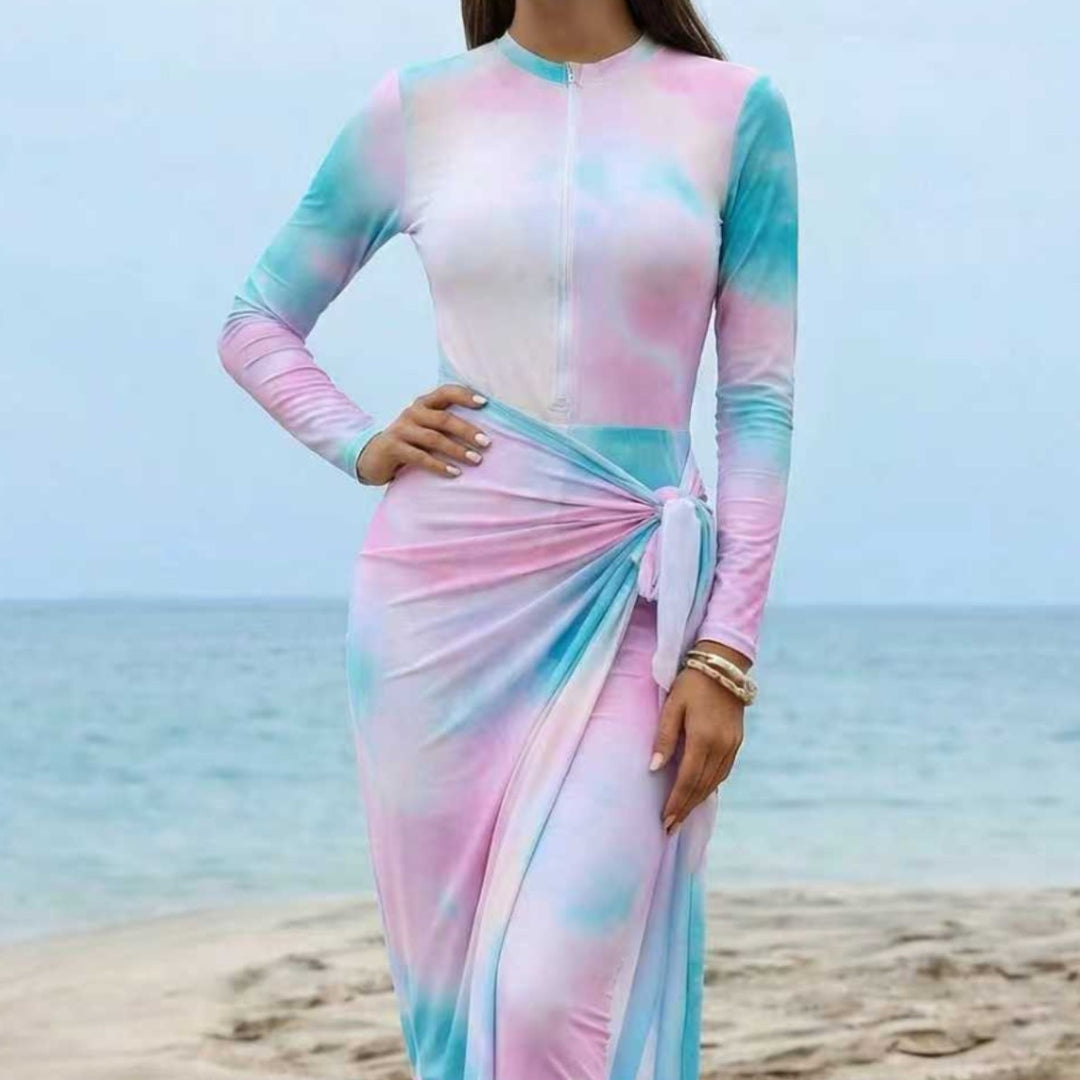 Women Elegant Surf Suit with Zipper and Wrap Detail Mune Fashion