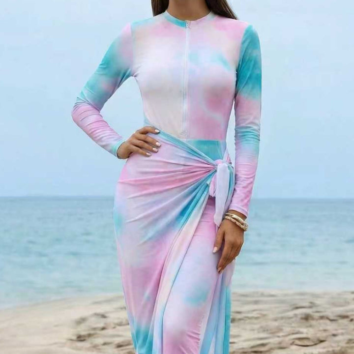 Women Elegant Surf Suit with Zipper and Wrap Detail Mune Fashion
