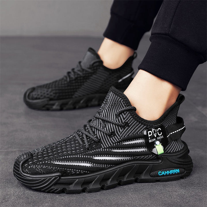 Men's lightweight knitted trail sneakers with sock-like entry and cushioning profile sole Mune Fashion
