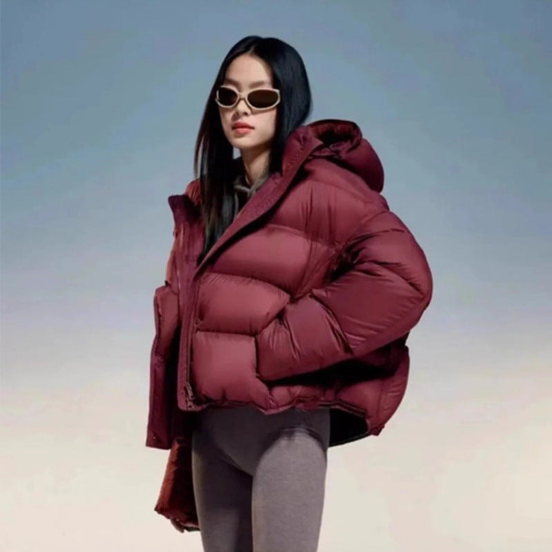 Women Short Cut Padded Jacket with Hood and High Insulation Mune Fashion