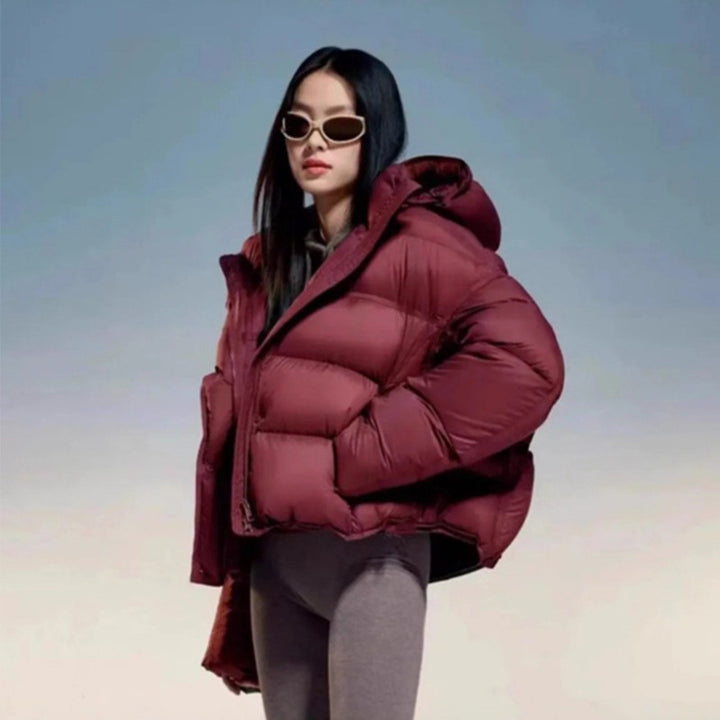 Women Short Cut Padded Jacket with Hood and High Insulation Mune Fashion