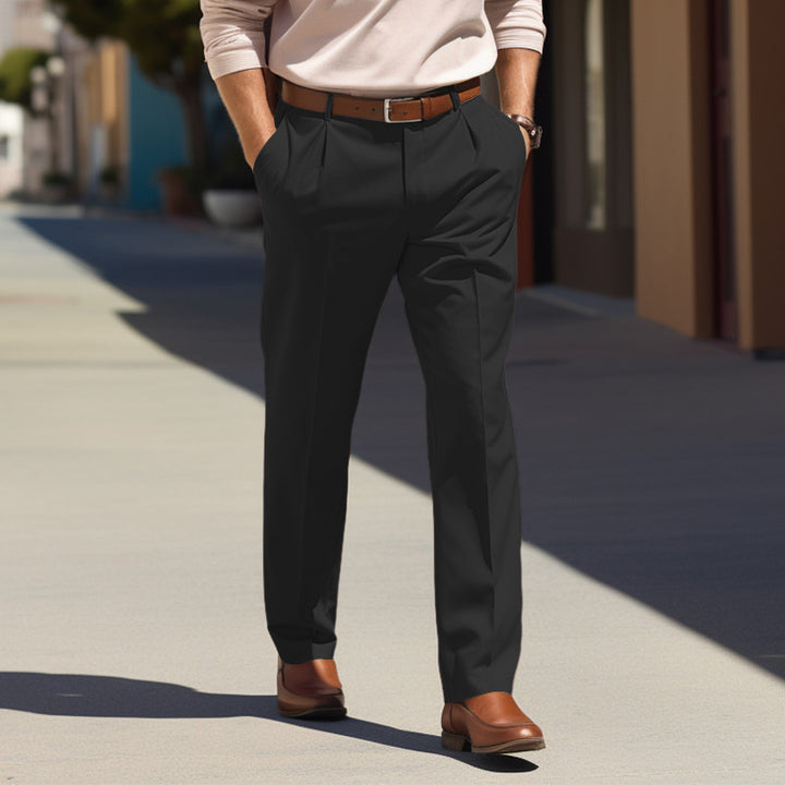 Men's Elegant Pleated Trouser with Straight Leg and Pressed Fold Mune Fashion