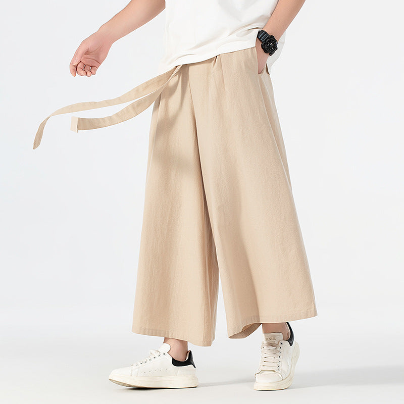 Women's Culotte-Style Skirt Pants with Wide Leg and Ties Belt Mune Fashion
