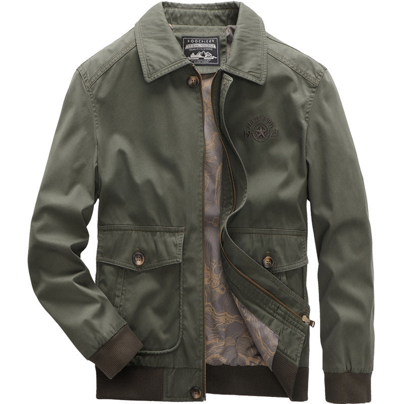 Men's Lightweight Canvas Jacket with Quilted Lining and Elastic Ribbed Cuff Mune Fashion