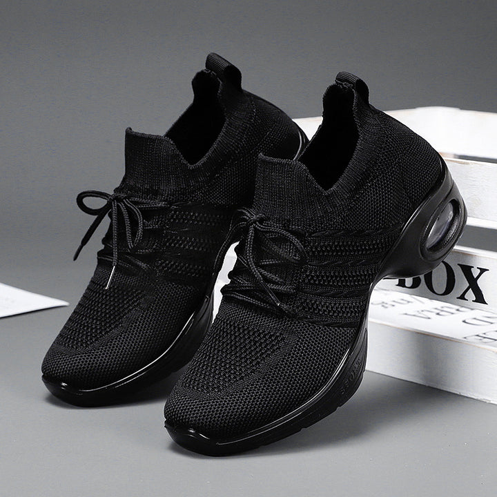 Women's avant-garde knit platform sneakers with cushioned air unit, sock-like entry and ergonomic memory footbed Mune Fashion