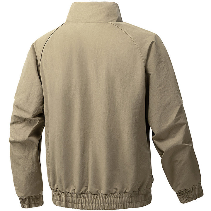 Men's Technical Microfiber Softshell Jacket in Bomber Style with Stand Collar and Zipper Pockets Mune Fashion