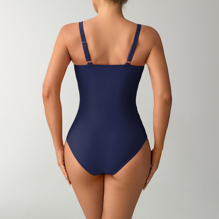 Women's One-Piece Swimsuit with Elegant Wrap Design and Delicate Strap Details Mune Fashion