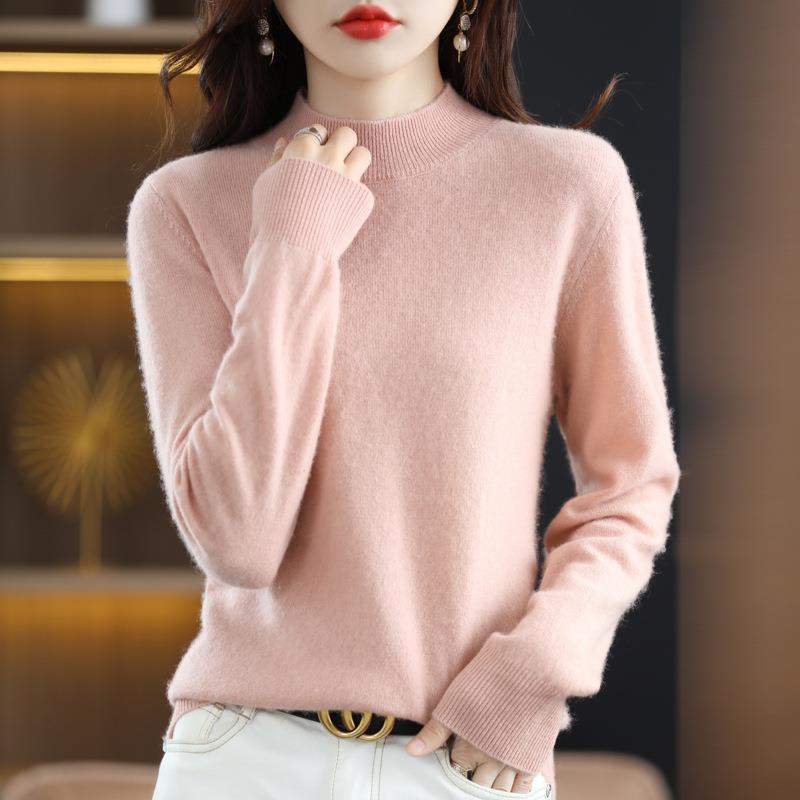 Women's Ultra-Light Mock Neck Fine Knit Sweater in Cashmere Look Mune Fashion
