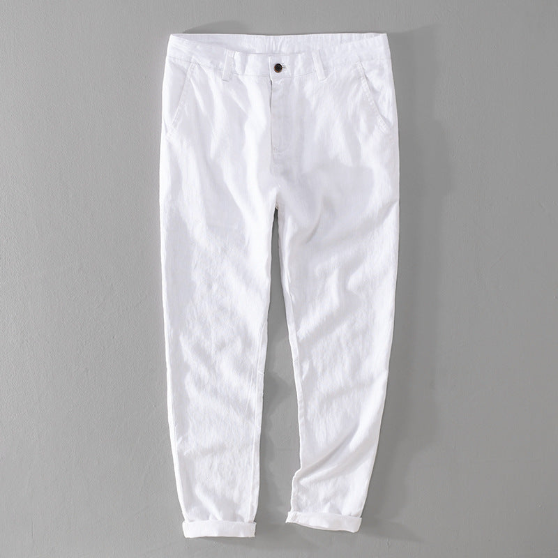 Men's Lightweight Linen Chino with Slim Fit and Rolled Hem Mune Fashion