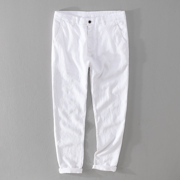 Men's Lightweight Linen Chino with Slim Fit and Rolled Hem Mune Fashion