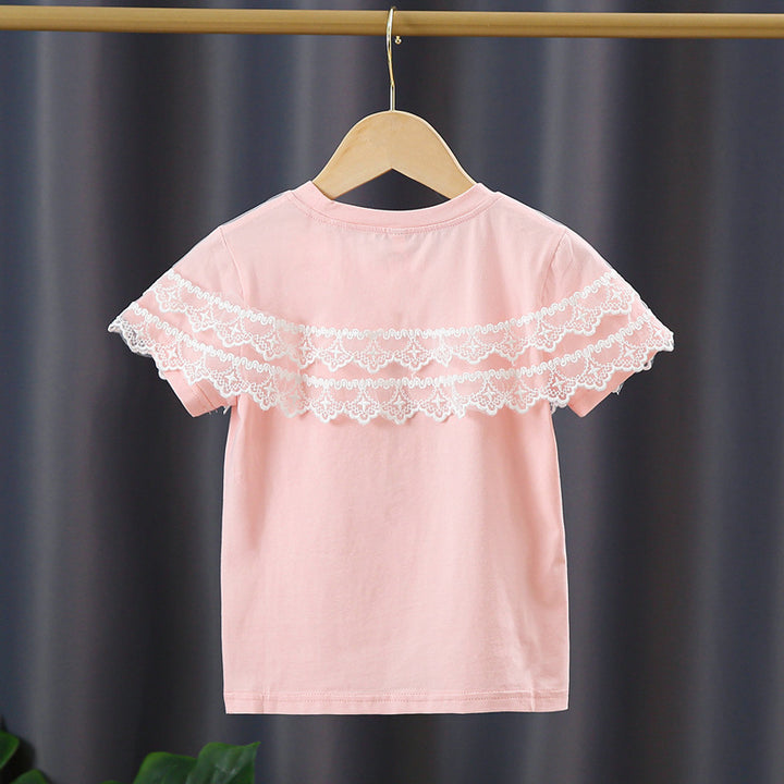 Girl T-shirt with lace sleeves Mune Fashion