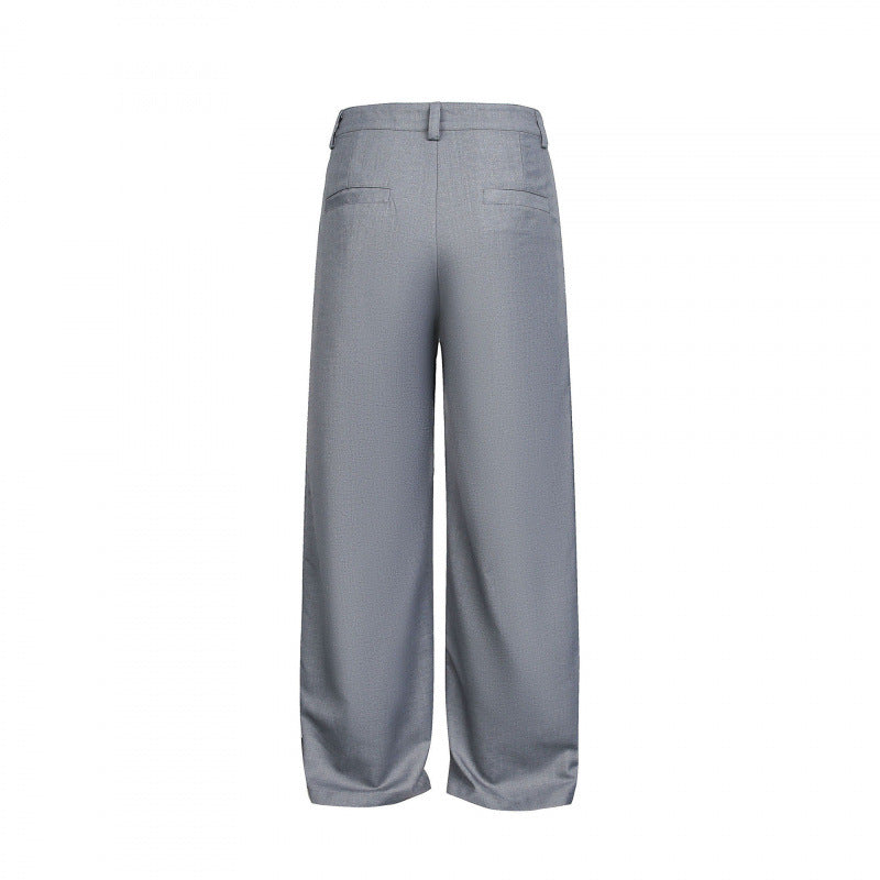 Women Wide Pleated Trousers with High Waist and Visible Button Placket Mune Fashion