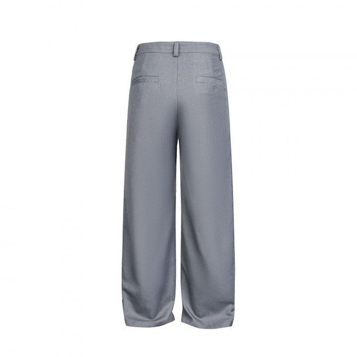 Women Wide Pleated Trousers with High Waist and Visible Button Placket Mune Fashion