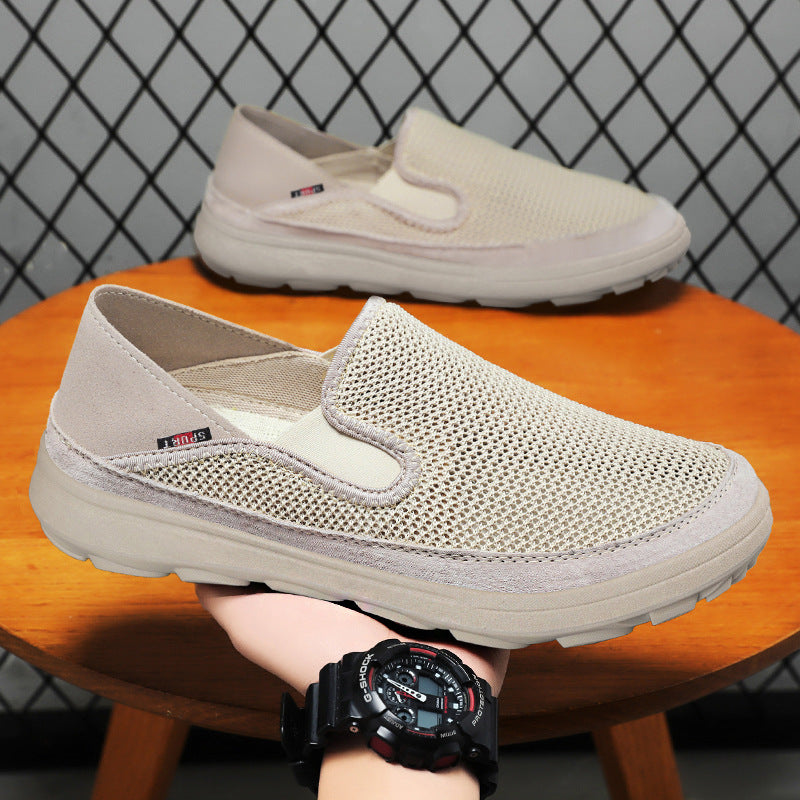Men's breathable mesh slip-on with suede trim, elastic entry, and grippy outdoor tread sole Mune Fashion