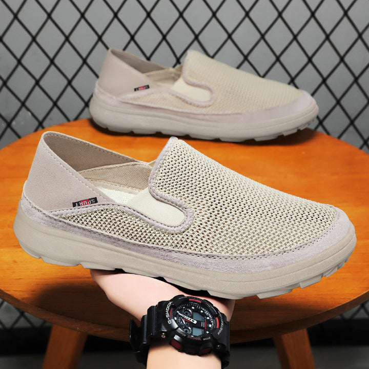 Men's breathable mesh slip-on with suede trim, elastic entry, and grippy outdoor tread sole Mune Fashion
