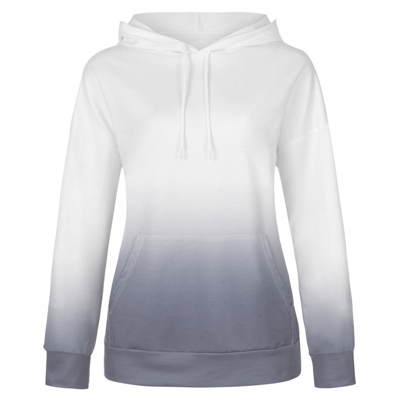 Women Oversized Hoodie with Dip-Dye Gradient and Kangaroo Pocket Mune Fashion