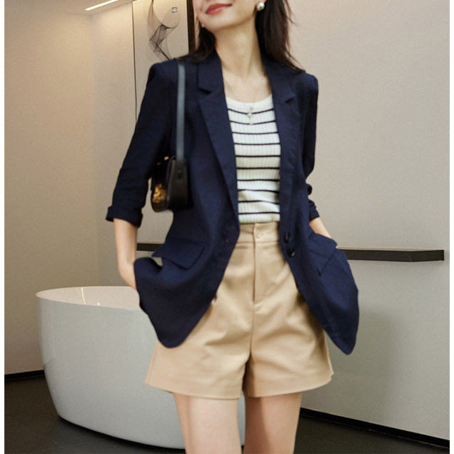 Women's Fashionable Linen Blazer Mune Fashion