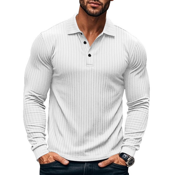 Men's tight-fitting ribbed long-sleeve polo shirt with kent collar and short button placket Mune Fashion