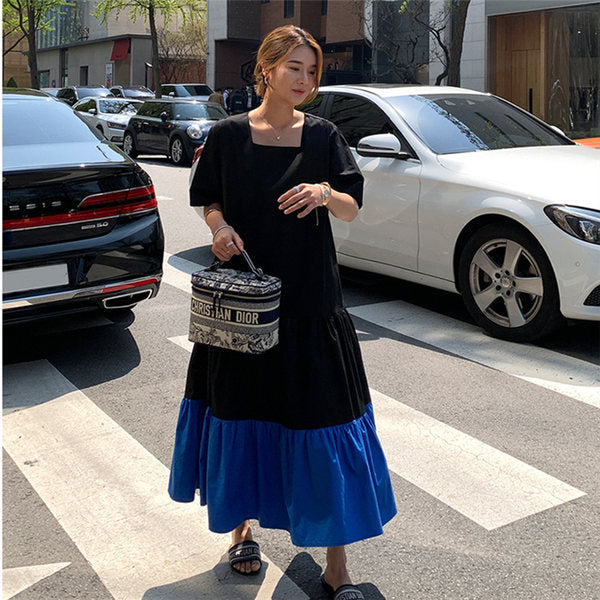 Women's tiered maxi dress with ruffles, side pockets, and loose fit Mune Fashion