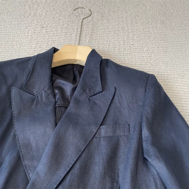 Ladies Elegant Double-Breasted Blazer with Decorative Buttons Mune Fashion