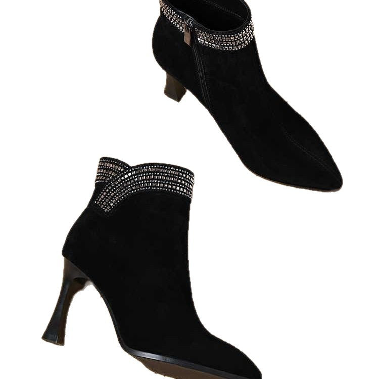 Women's Elegant Ankle Boots with Glitter Band Mune Fashion