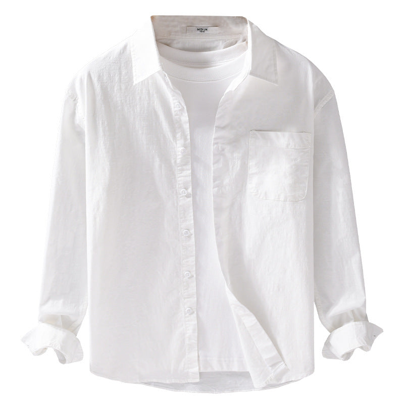 Men's Breathable Relaxed Shirt made of Linen-Cotton Blend with Chest Pocket and Classic Button Placket Mune Fashion
