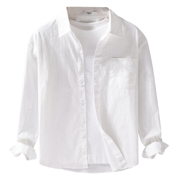 Men's Breathable Relaxed Shirt made of Linen-Cotton Blend with Chest Pocket and Classic Button Placket Mune Fashion