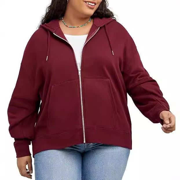 Women's hooded jacket with full zip, kangaroo pocket and relaxed fit Mune Fashion
