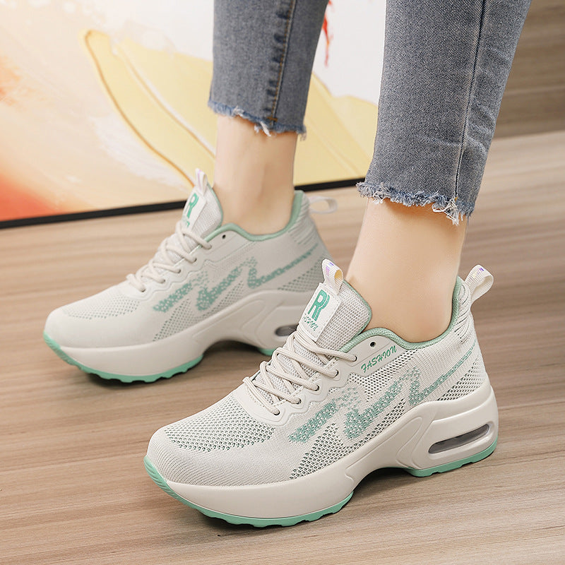 Women's fashionable knit fitness sneakers with ergonomic rocker sole and integrated cushioning chamber Mune Fashion