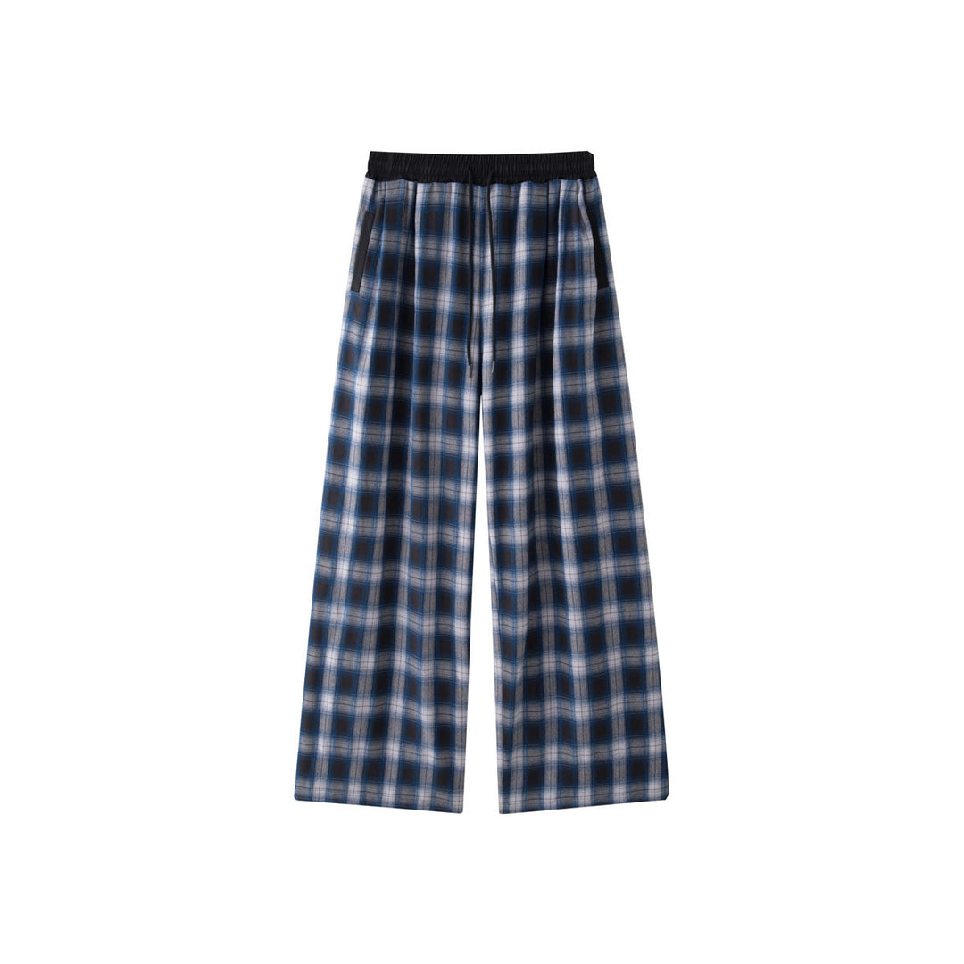 Women's wide checkered flannel palazzo pants with elastic waistband and drawstring Mune Fashion