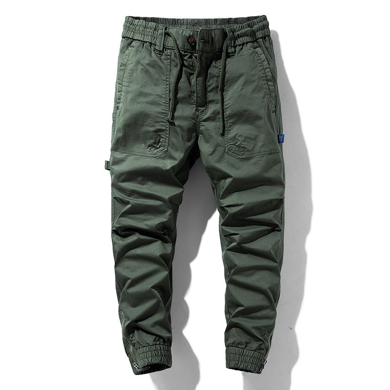 Men's multifunctional cargo jogger pants with elastic comfort waistband, carabiner loop and zipper ankle Mune Fashion