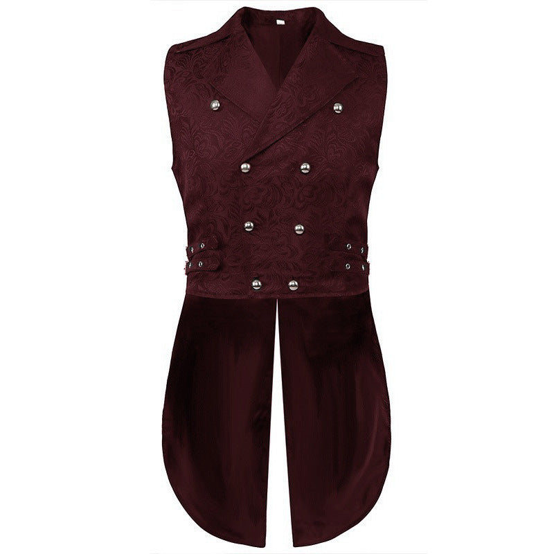 Men's sleeveless vintage linen shirt with chest lacing and stand-up collar Mune Fashion