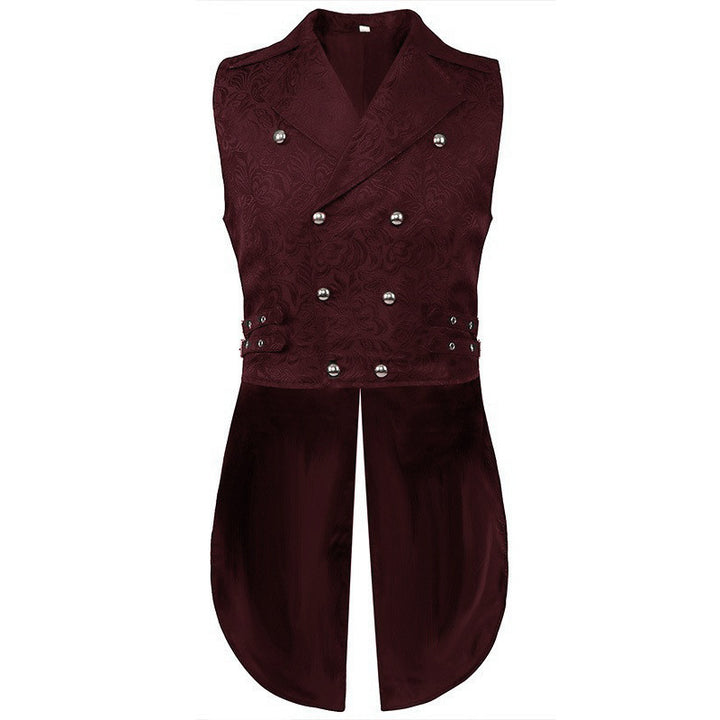 Men's sleeveless vintage linen shirt with chest lacing and stand-up collar Mune Fashion