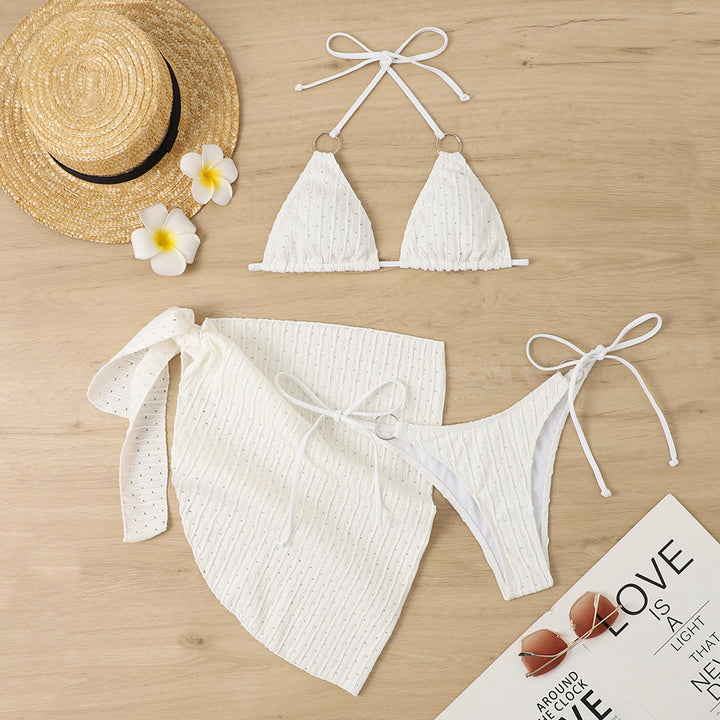 Women's Triangle Bikini Set with Stylish Wrap Skirt Mune Fashion