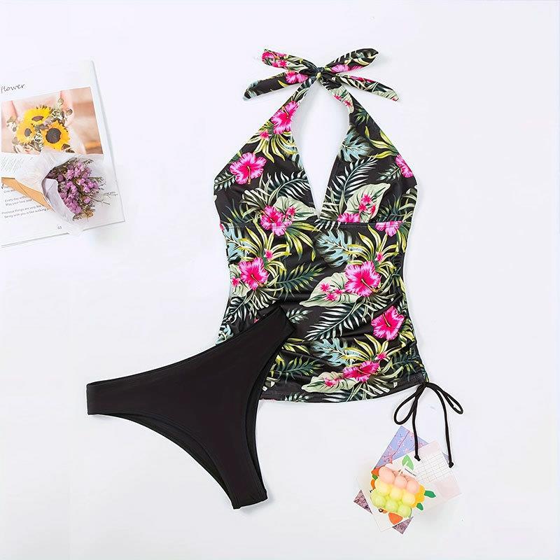 Ladies Tankini set with floral top and classic briefs Mune Fashion