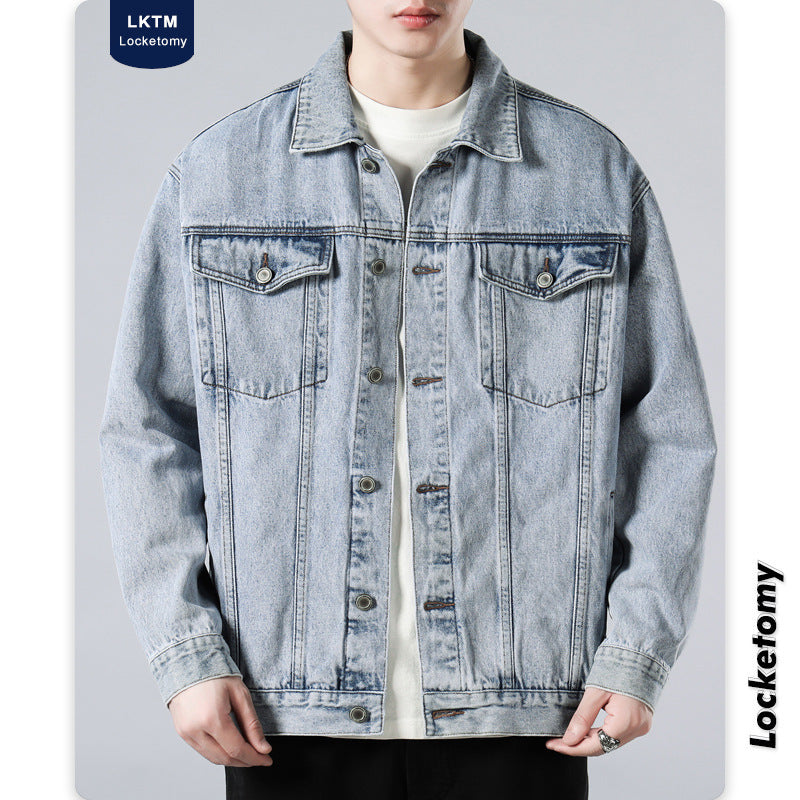 Men's Oversized Denim Jacket with Metal Button Placket and Chest Pockets Mune Fashion