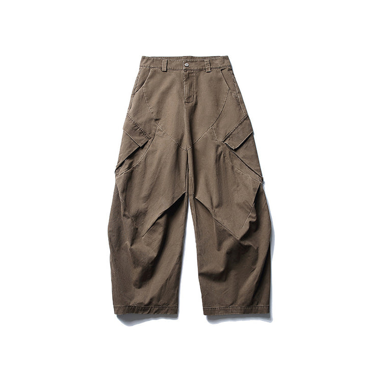 Men's wide cargo pants with asymmetrical flap pockets and cropped leg Mune Fashion