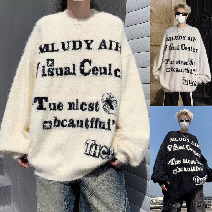 Women's Oversized Knit Sweater with Graphic Print Mune Fashion