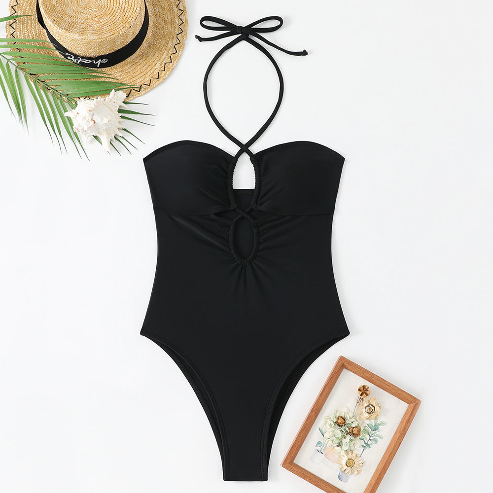Ladies' one-piece swimsuit with fashionable cut-out and adjustable straps Mune Fashion