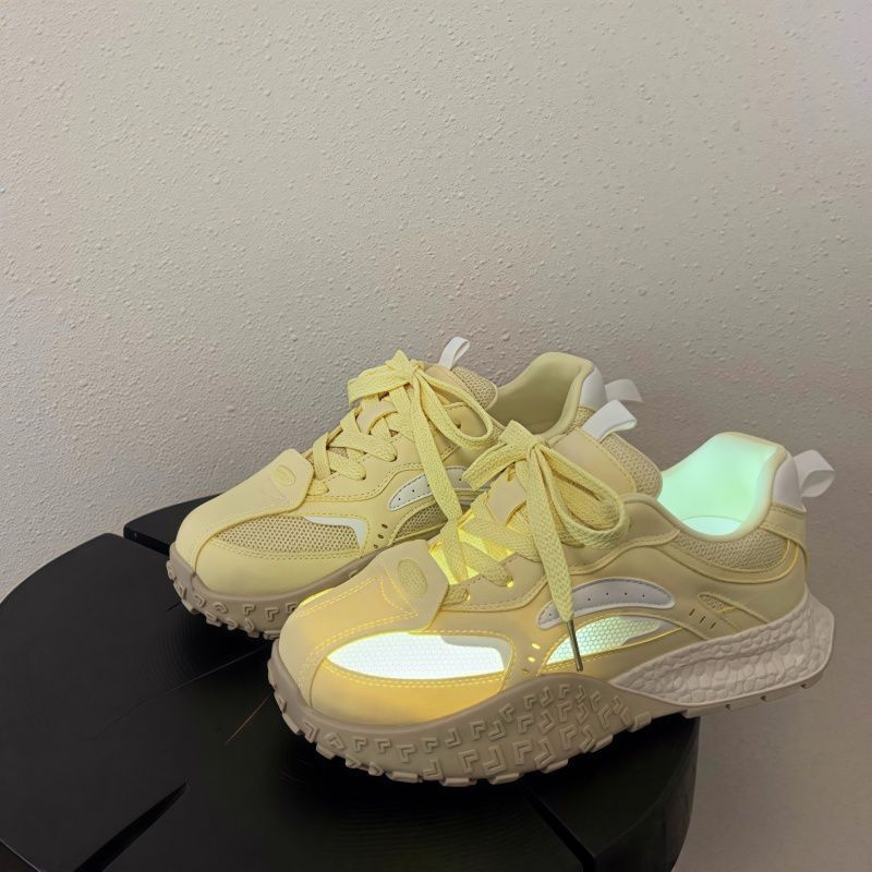 Women's Platform Chunky Sneaker with Reflective Mesh Inserts, Padded Comfort Collar, and Shock-Absorbing Sole Mune Fashion