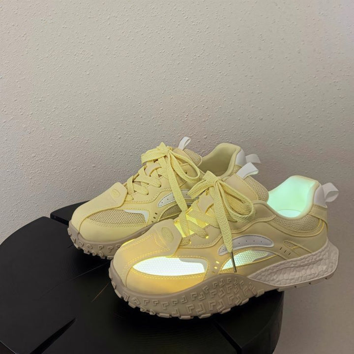 Women's Platform Chunky Sneaker with Reflective Mesh Inserts, Padded Comfort Collar, and Shock-Absorbing Sole Mune Fashion