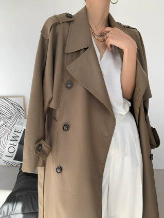 Women Fashionable Faux Leather Trench Coat Mune Fashion