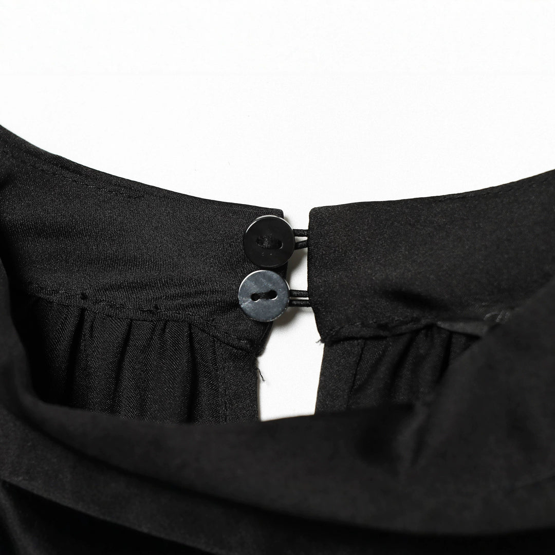 Women's Elegant Blouse with Stand Collar, Gathered Waist and Ruffle Hem Mune Fashion