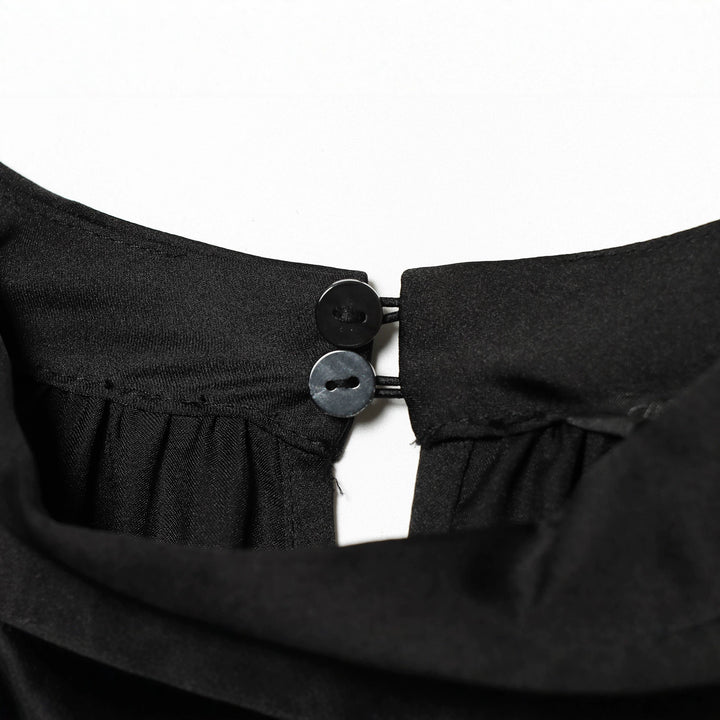 Women's Elegant Blouse with Stand Collar, Gathered Waist and Ruffle Hem Mune Fashion